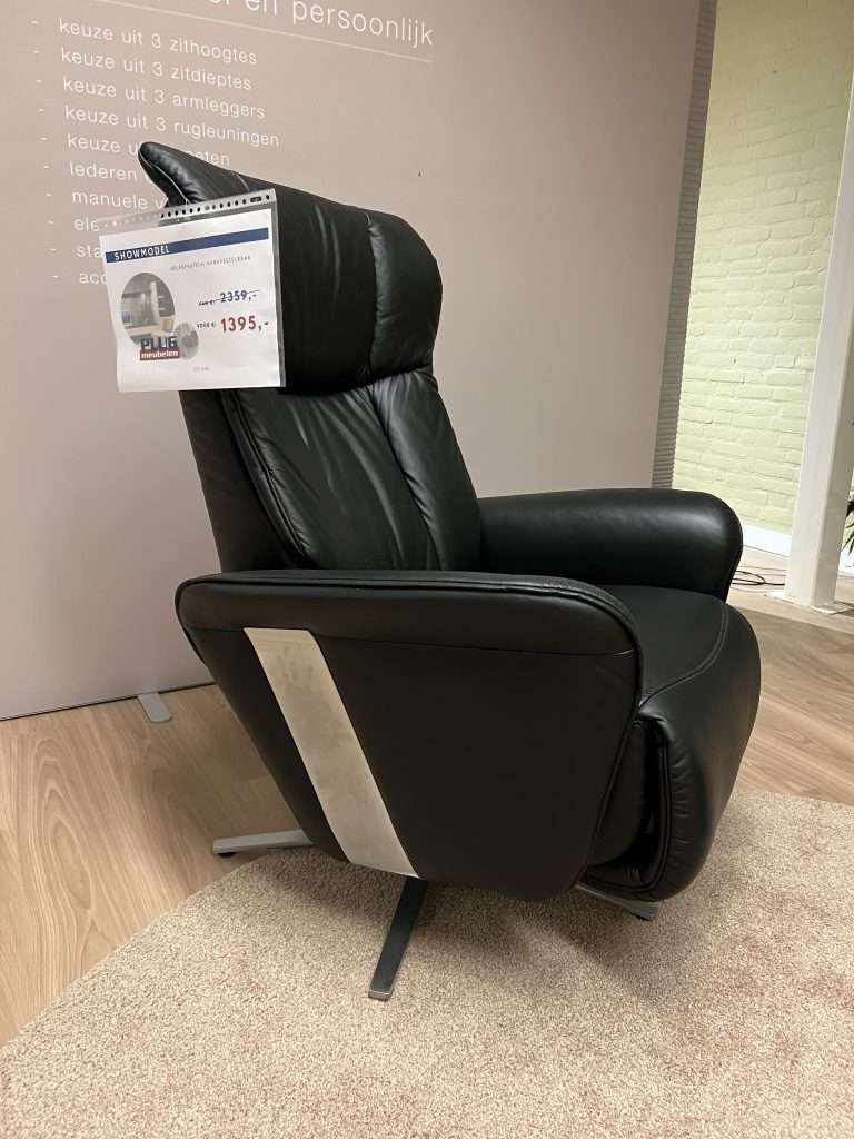 Relaxfauteuil handverstelbaar leer metaal spinpoot 010-443