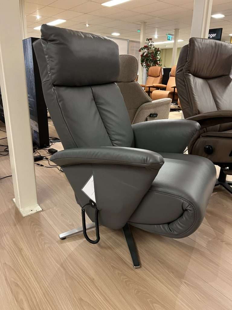 Relaxfauteuil S met 2 motoren elektrisch grijs leer