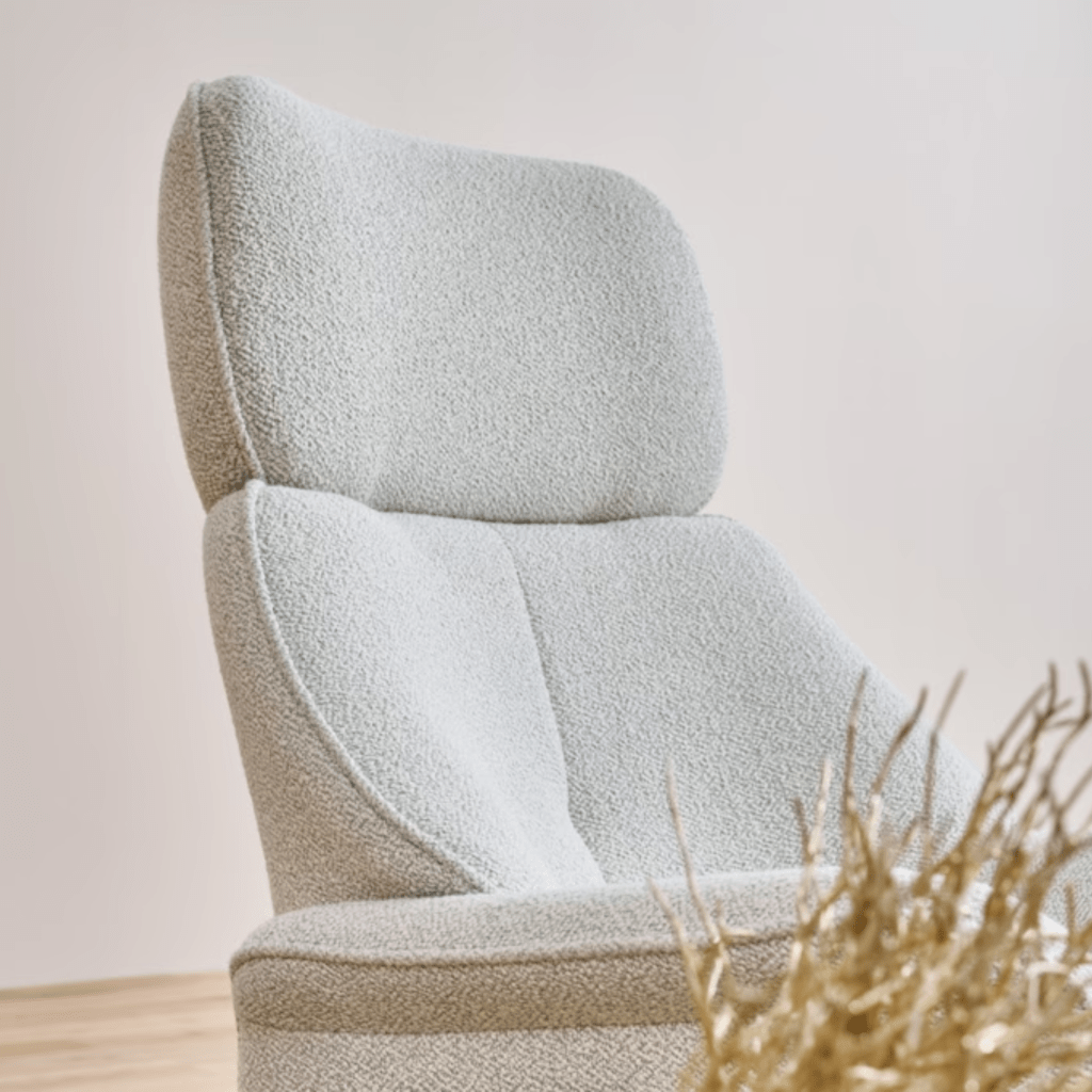 Relaxfauteuil hoofdsteun ronding beige stof